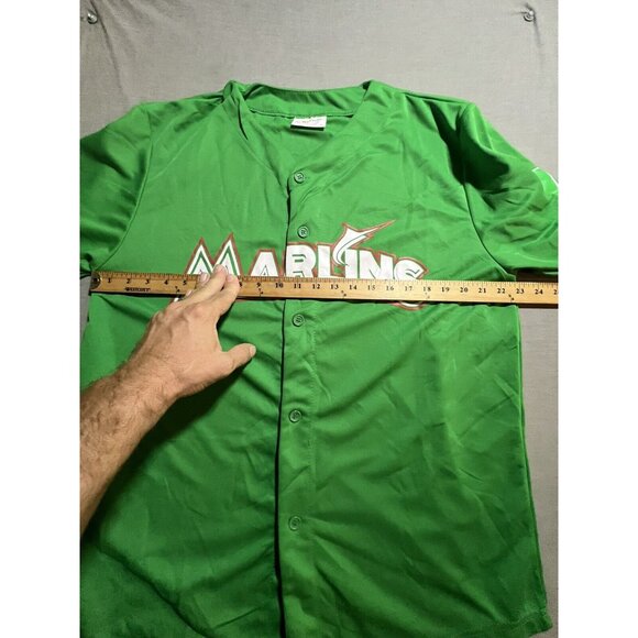 Miami Marlins Promo Baseball Mexico Flag Jersey Adult XL Green Button Screen. - Picture 6 of 9